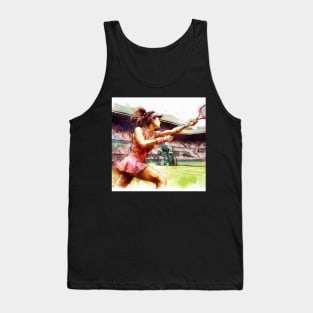 Artistic illustration of a woman playing tennis left handed Tank Top